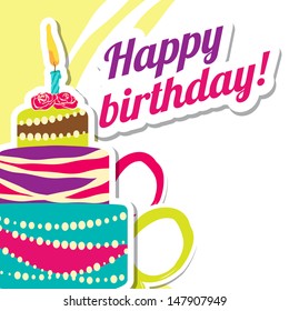 Vector picture with birthday cake