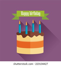 Vector picture with birthday cake.