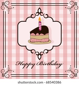 Vector picture with birthday cake
