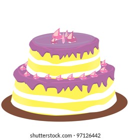 Vector picture with birthday cake. cake with candle. menu background.