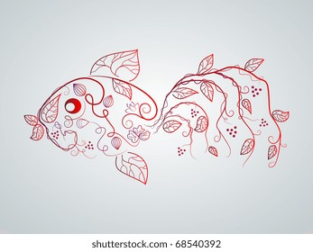 Vector picture with bizarre fish