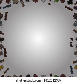 Vector. Picture in black, brown and white colors. Hand drawn doodle frames. Seamless.