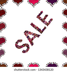 Vector. Picture in black, red, white colors. Hand sketched Sale text as blog theme design. Seamless. Perfect big letters for bloggers. Blogging concept illustration for web page, promotional materials