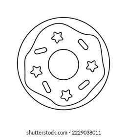 Imagen vectorial de un donut blanco y negro aislado sobre fondo blanco.