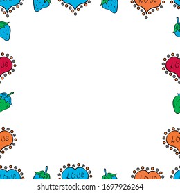 Vector. Picture in blue, black and white colors. Hand-drawn doodle frames. Seamless. Sketch icons for invitation, flyer, poster.