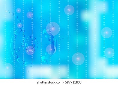 Vector picture with blurred background on for illustration of movement in digital business with binary code in blue.