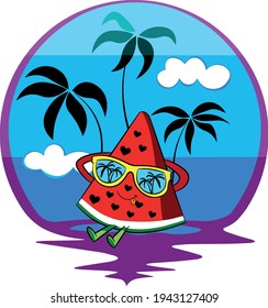 vector PICTURE BRIGHT SUMMER WATERMELON