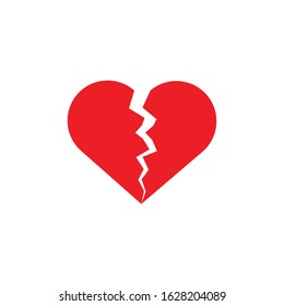The vector picture of the broken heart. Set of vector icons. Termination of unfortunate love. Flat design.