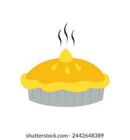 Vector picture of cartoon hot pie isolated on white background.