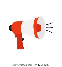 Vector picture of cartoon megaphone isolated on white background.