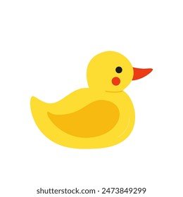 Vector picture of cartoon rubber duck isolated on white background.