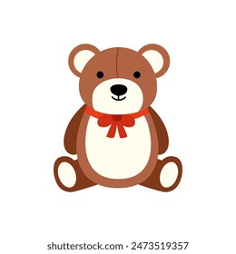 Imagen de Vector del oso de peluche de dibujos animados aislado sobre fondo blanco.