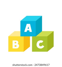 Vector picture of cartoon toy blocks isolated on white background.