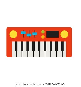 Vector picture of cartoon toy piano isolated on white background.