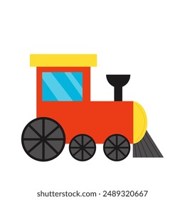 Vector picture of cartoon toy train isolated on white background.