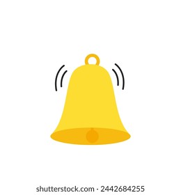 Vector picture of cartoon yellow bell isolated on white background.