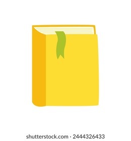  Vector picture of cartoon yellow book isolated on white background.