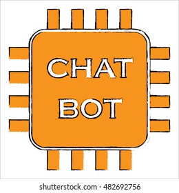Vector picture of chat bot. Icon of microchip