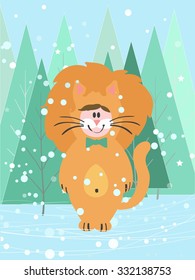 Vector picture with a child dressed as a lion for your design