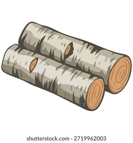 Imagen de Vector de troncos de abedul picados cerca de un tocón de árbol