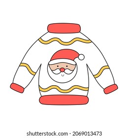 Vector picture of Christmas sweater isolated on white background. 