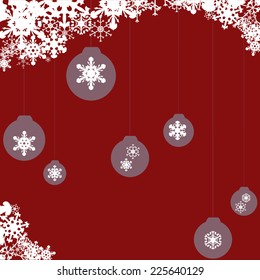 Vector picture with a Christmas theme on a red background.