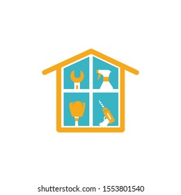 VECTOR PICTURE WITH CLEANING EQUIPMENT THEMES