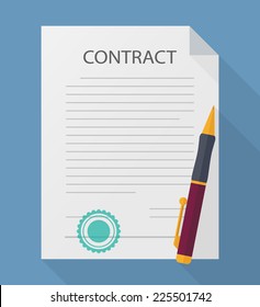 Vector picture of contract and an ink pen. Business concept