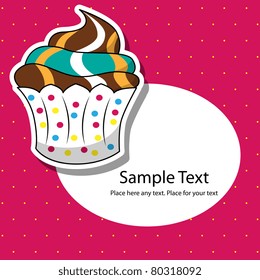 Vector picture with cupcake on pink background
