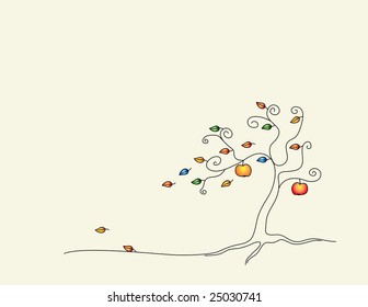 vector picture with curl tree