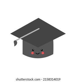 Vector picture of cute bachelor cap on white background.