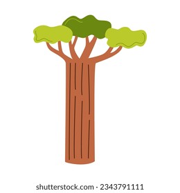 Vector picture of cute baobab tree isolated on white background.