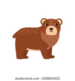 Vector picture of cute brown bear isolated on blue background.