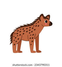 Vector picture of cute brown hyena isolated on white background.