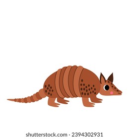 Imagen vectorial del lindo armadillo de dibujos animados aislado en fondo blanco.