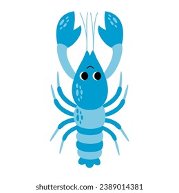 Vektorbild von süßem Cartoon-blauem Yabby einzeln auf weißem Hintergrund.