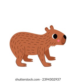 Imagen vectorial del bonito capibara de dibujos animados aislado en un fondo blanco.