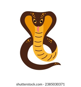 Vector picture of cute cartoon cobra isolated on white background.