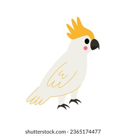 Vector picture of cute cartoon cockatoo isolated on white background.