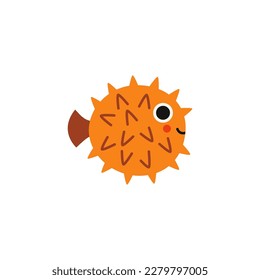 Vector picture of cute cartoon puffer fish isolated on white background. svg