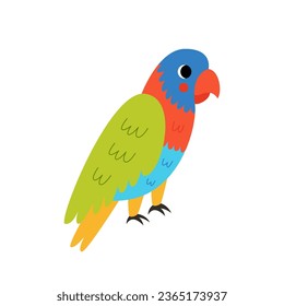 Vector picture of cute cartoon rainbow lorikeet isolated on white background.