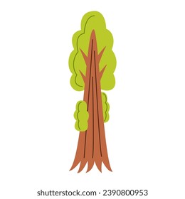 Vector picture of cute cartoon redwood tree isolated on white background.