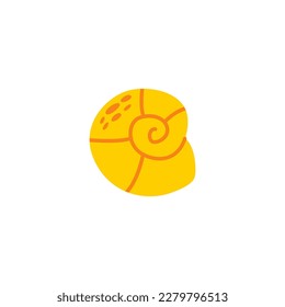 Vector picture of cute cartoon seashell isolated on white background.