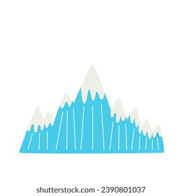 Imagen vectorial de montes nevados de dibujos animados lindos aislados en un fondo blanco.