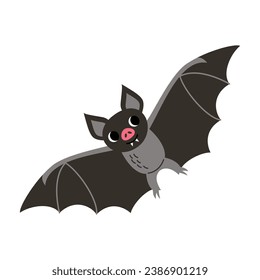 Vector picture of cute cartoon vampire bat isolated on white background.