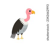 Vector picture of cute cartoon vulture isolated on white background.