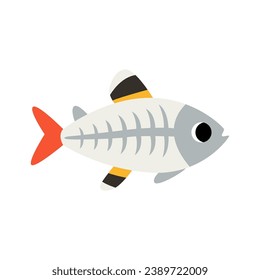 Vector picture of cute cartoon xray fish isolated on white background.