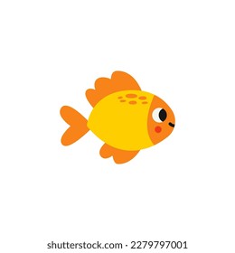 Vector picture of cute cartoon yellow fish isolated on white background.