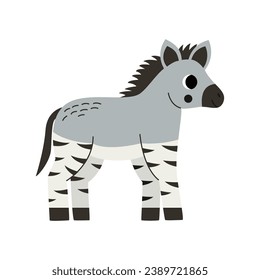 Vector picture of cute cartoon zonkey isolated on white background.