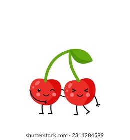 Vector picture of cute cherries isolated on white background.